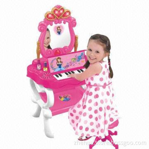 Kid's Plastic Dressing Table with Piano, Light, Music, Mirror and Hair Dryer